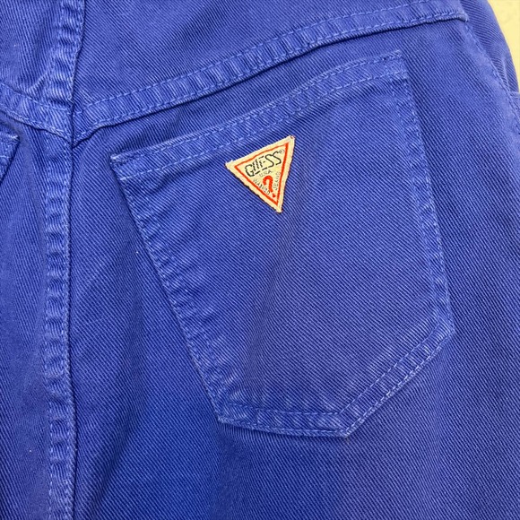 Vintage 80s Georges Marciano for Guess High Rise Denim Mini Skirt Blue Purple 28 - Picture 3 of 12